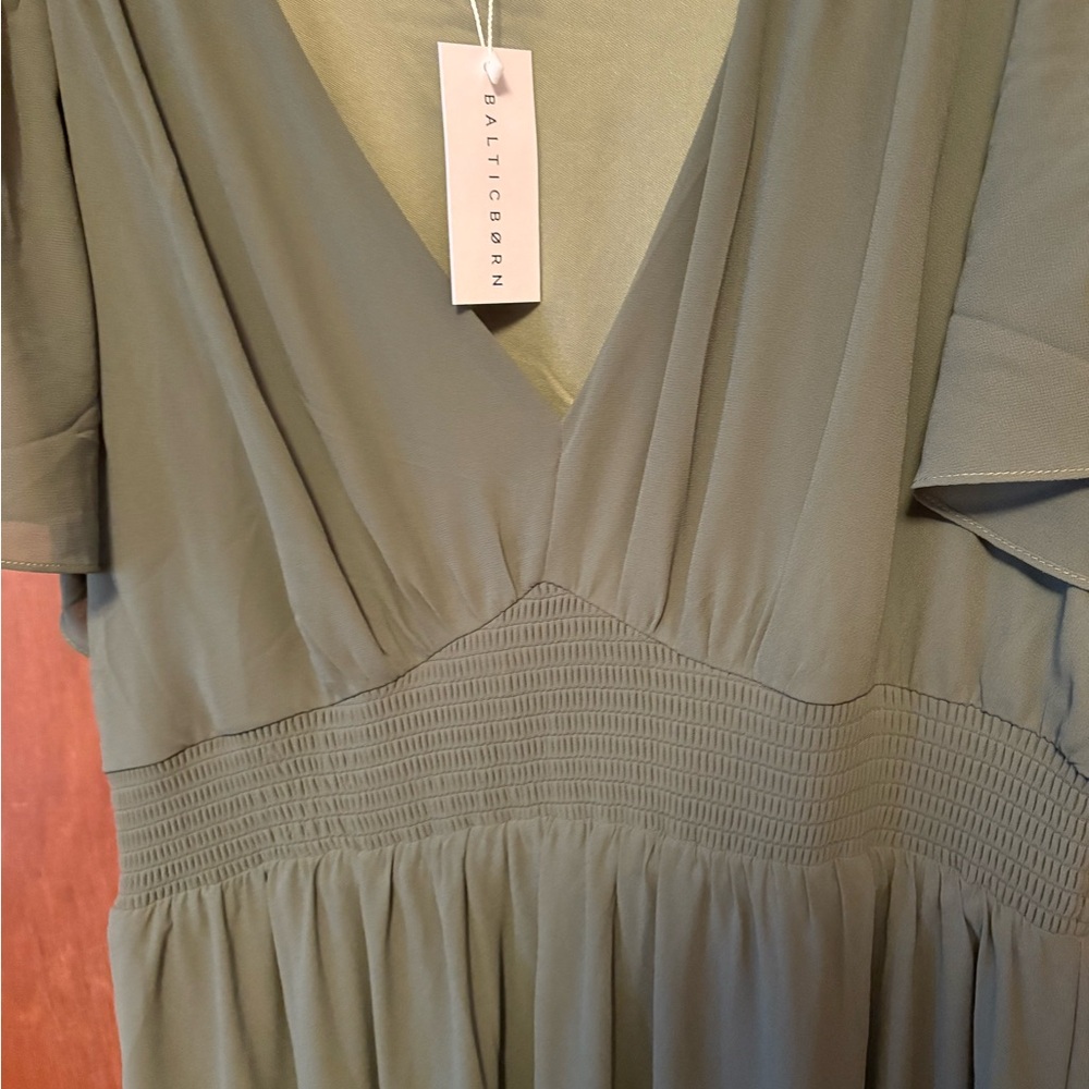 Baltic Born Sage Green V-Neck Dress
